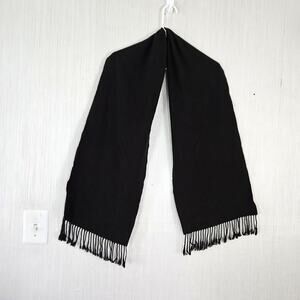100% Cashmere Black Scarf Fringe Flaw